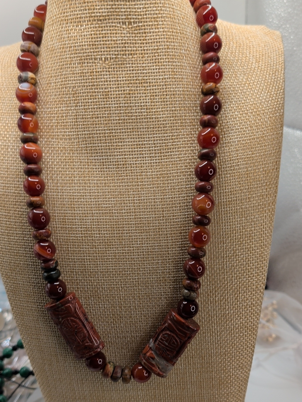 Handcrafted-Red Jasper Beaded Necklace - Women Jewelry